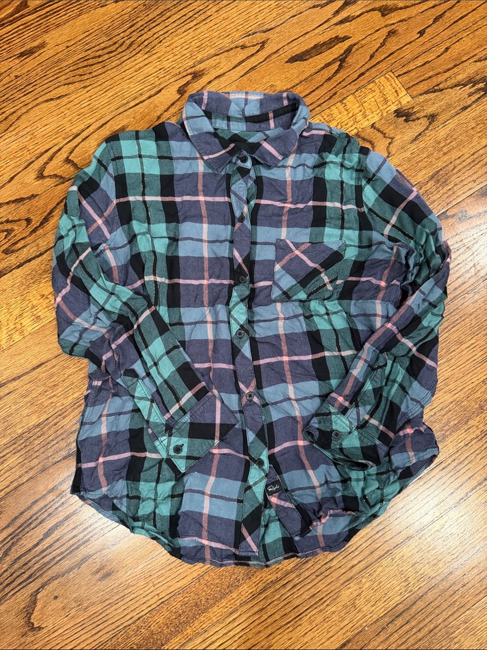 Rails Plaid Button-Down Shirt in Teal, Navy & Pink